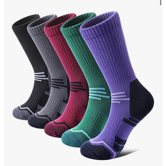 5 Pairs FNOVCO Women's Hiking Walking Running Crew Socks Thick Size L - Picture 1 of 5